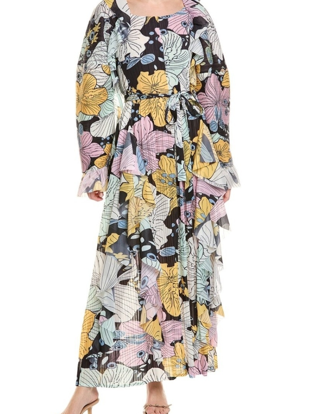 Beulah Floral Tiered Maxi Dress in Multicolor One Size 23 Ptp